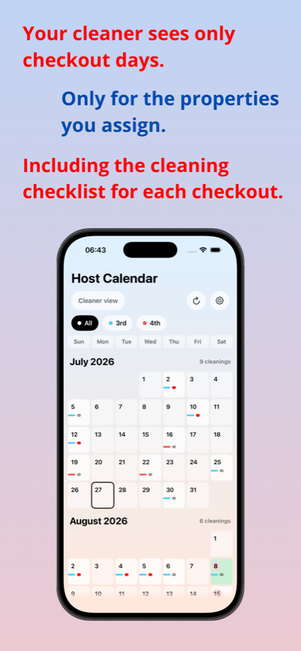 Host Calendar finance screen with revenue and expenses