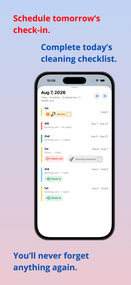 Host Calendar task list for cleanings and key handovers